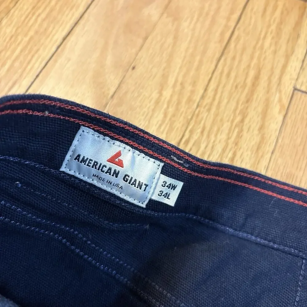 American Giant Roughneck Canvas Pants Black 34x34 (Fits 33x28) Straight USA